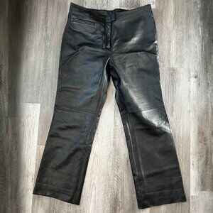 Genuine leather pants women size 12 black very soft leather M